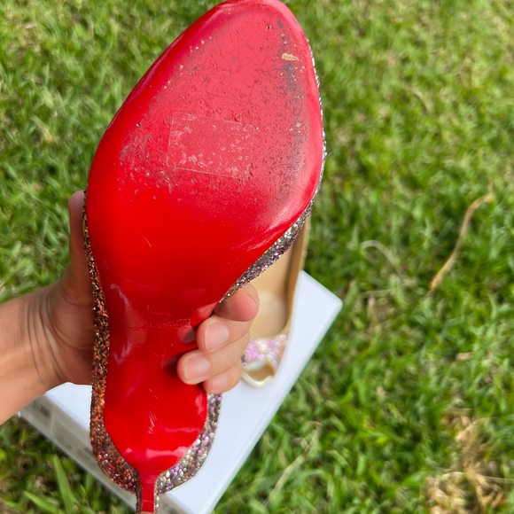 Christian Louboutin Demi You Glitter Peep Toe Pumps - Picture 15 of 16
